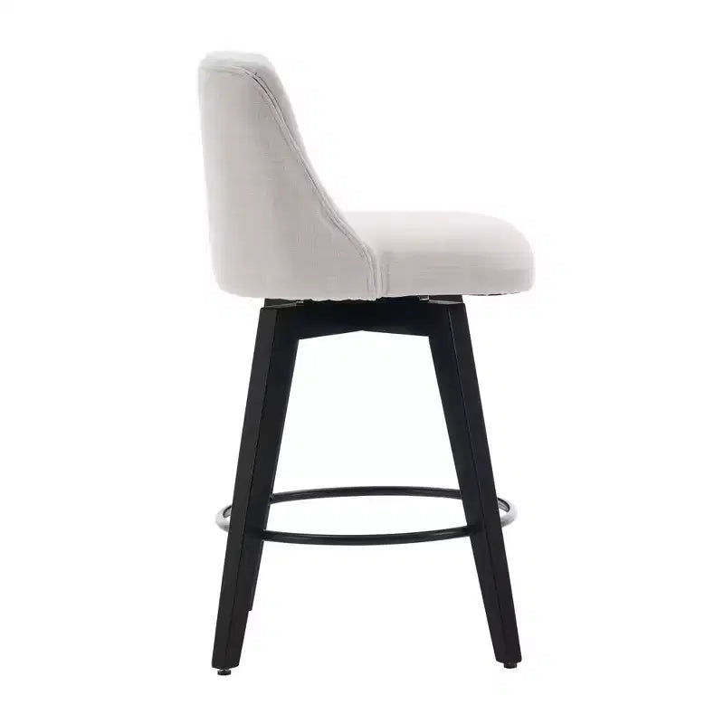 Tabourets de bar pivotants blancs 360° en mélange de lin capitonné pour îlot de cuisine