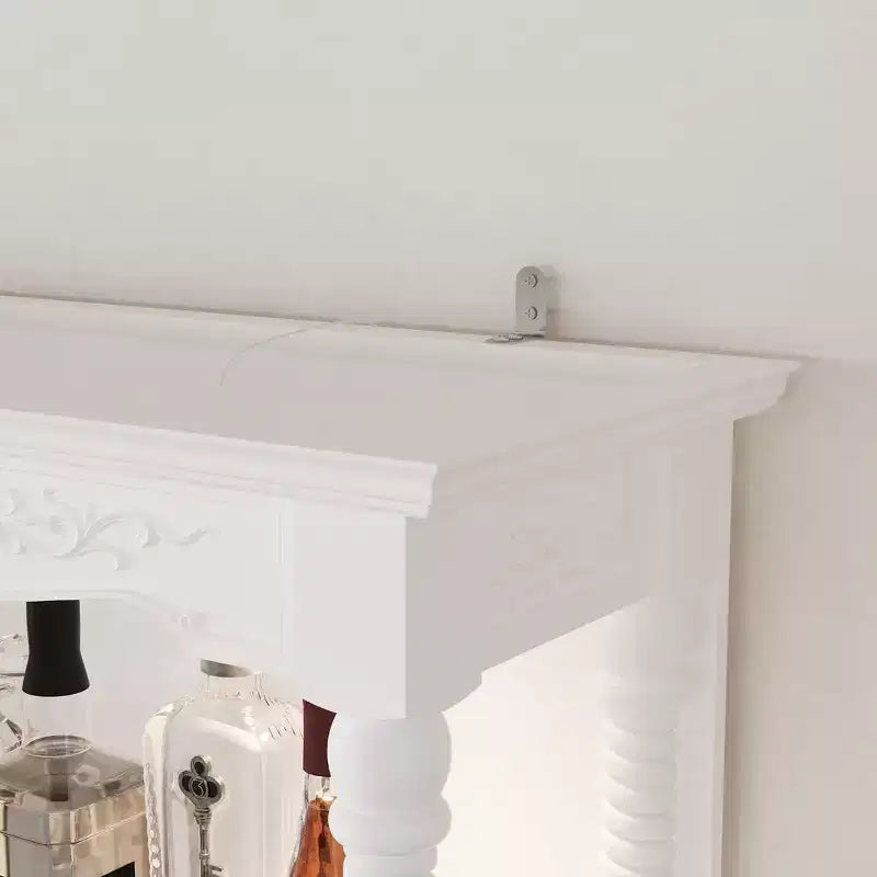 Meuble Bar Vintage Blanc avec Étagères en Verre Trempé