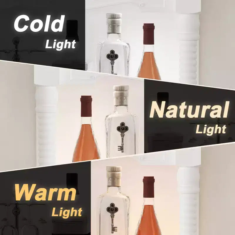 Meuble Bar Vintage Blanc avec Étagères en Verre Trempé