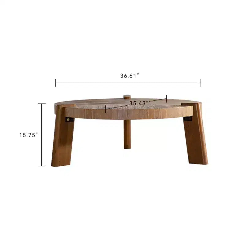 Table basse ronde en bois avec finition lisse, table d'appoint facile à monter pour salon