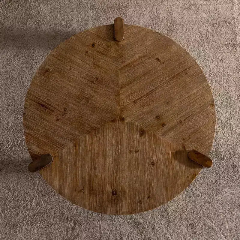 Table basse ronde en bois avec finition lisse, table d'appoint facile à monter pour salon