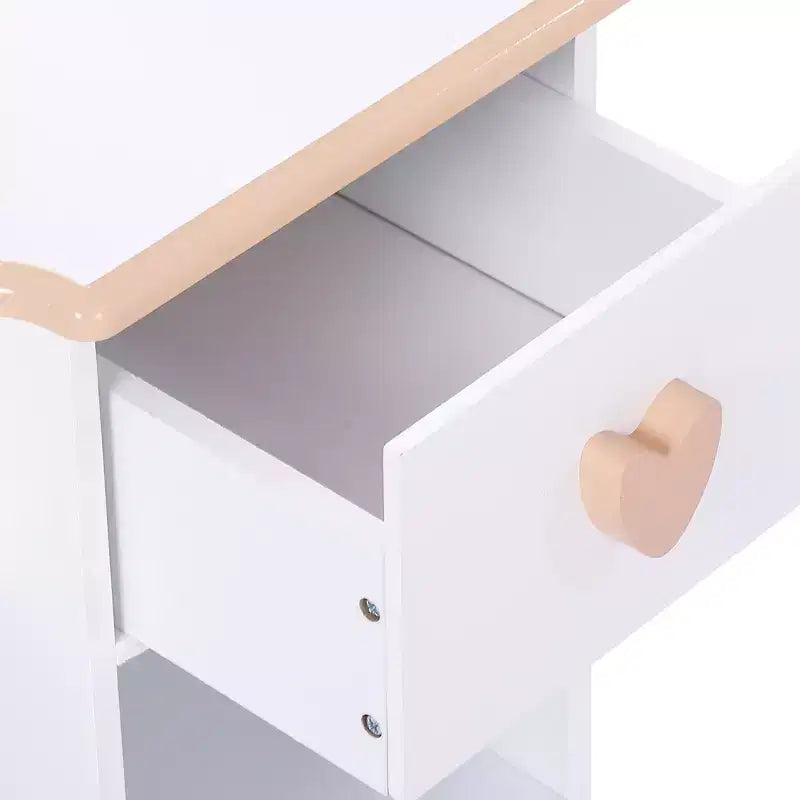 Table de maquillage pour enfants avec tabouret, 3 tiroirs et miroir
