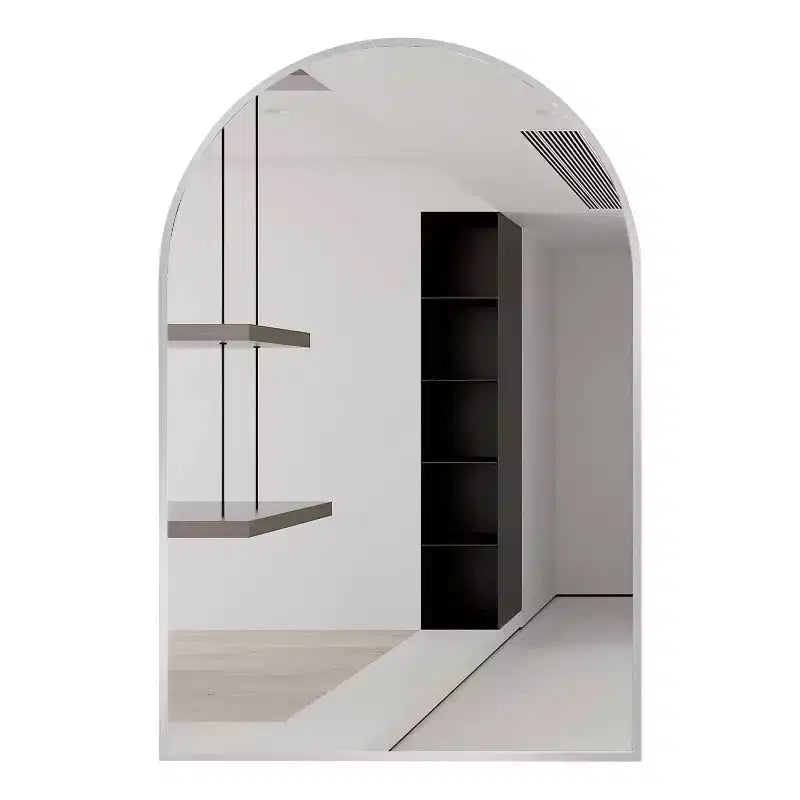 Miroir de salle de bain mural à cadre métallique arqué