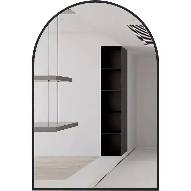 Miroir de salle de bain mural à cadre métallique arqué