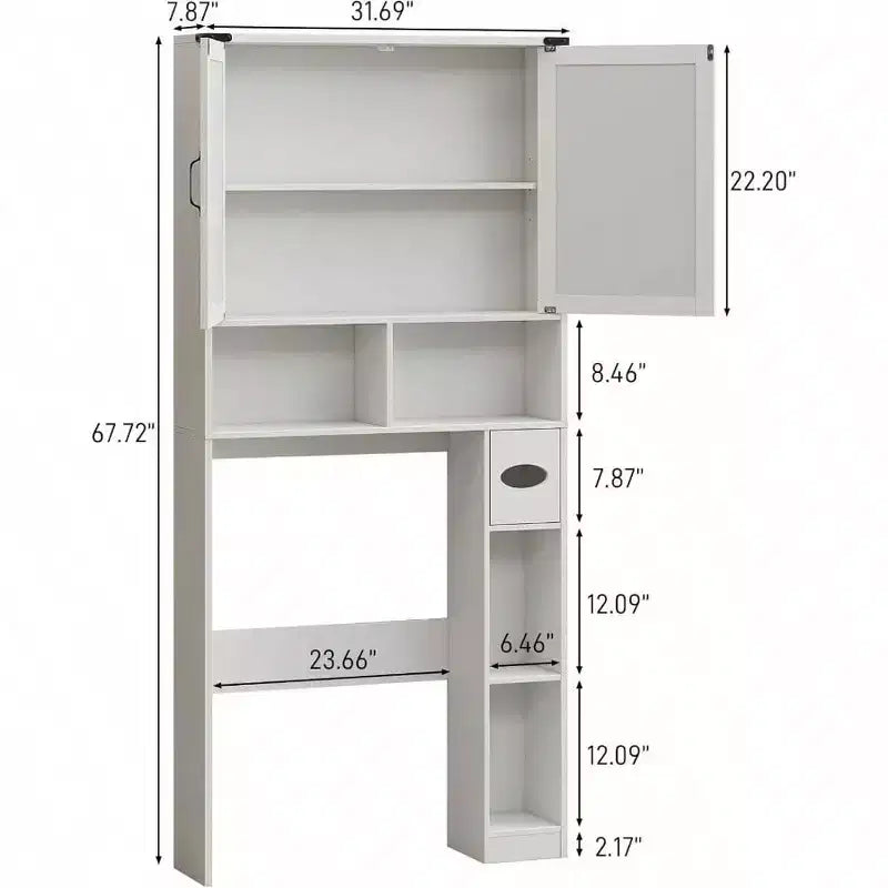 Meuble de Rangement Sur WC Meuble de Salle de Bain Style Ferme