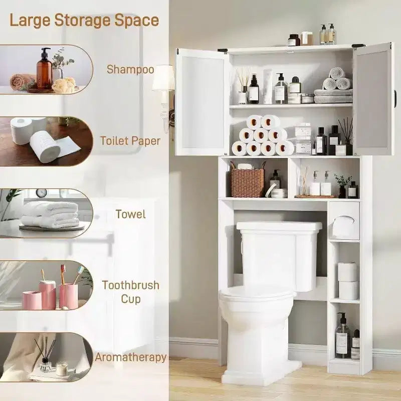 Meuble de Rangement Sur WC Meuble de Salle de Bain Style Ferme