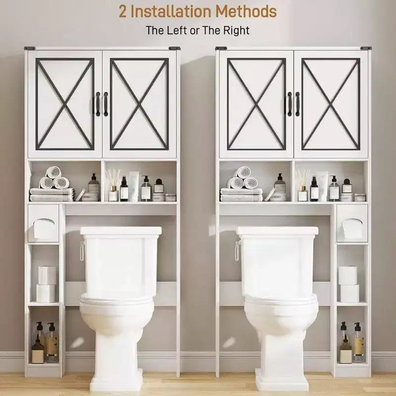 Meuble de Rangement Sur WC Meuble de Salle de Bain Style Ferme