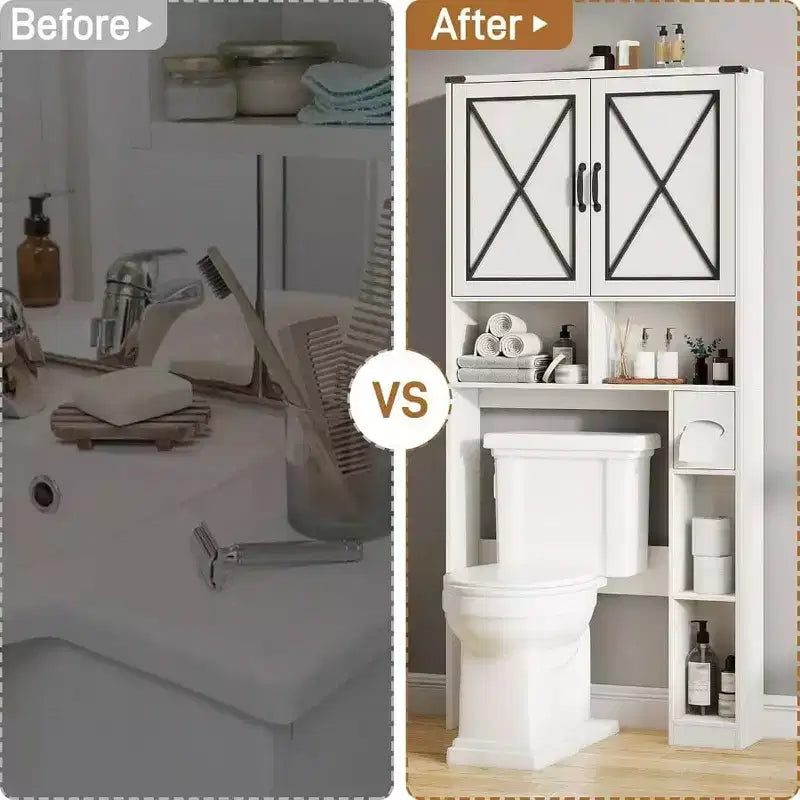 Meuble de Rangement Sur WC Meuble de Salle de Bain Style Ferme