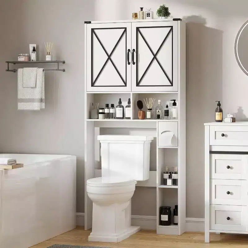Meuble de Rangement Sur WC Meuble de Salle de Bain Style Ferme