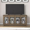 GALANO Mirrored Door TV Stand with Concealed Storage 68.2 W  17.2 D  29.3 H
