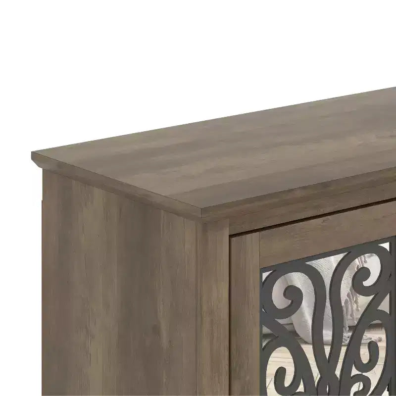 Meuble TV avec portes miroir et rangement dissimulé 68,2 L x 17,2 P x 29,3 H