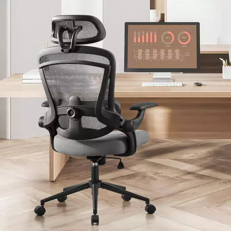 Chaise de bureau à roulettes en maille croisée, avec support lombaire réglable