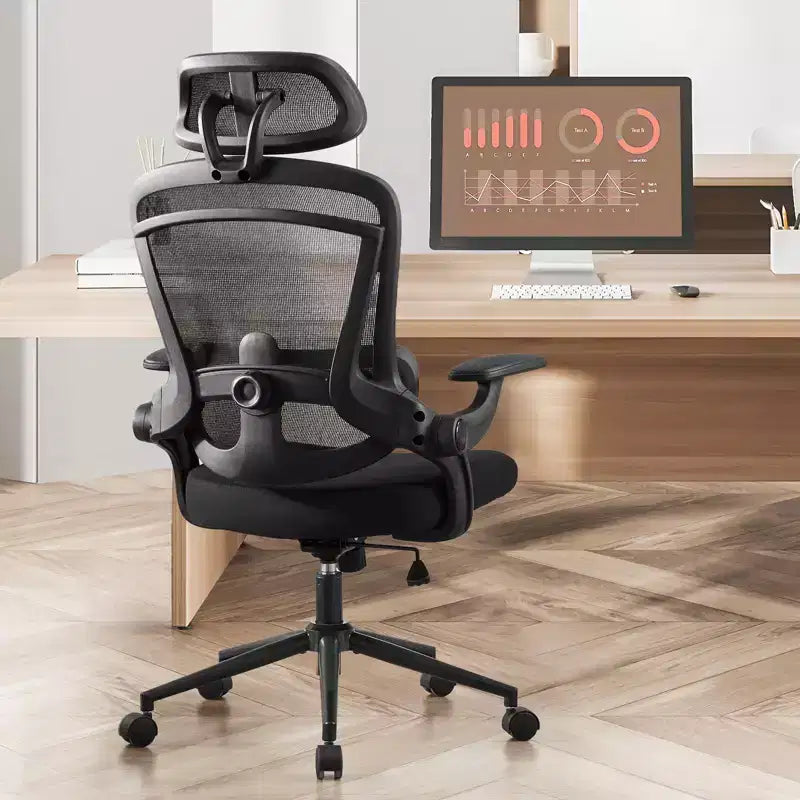 Chaise de bureau à roulettes en maille croisée, avec support lombaire réglable