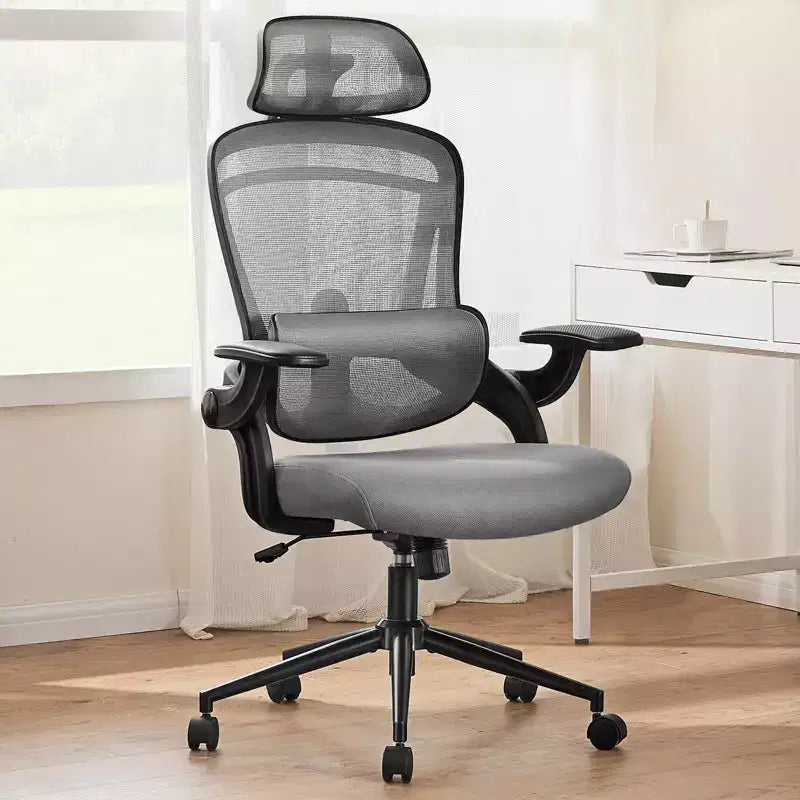 Chaise de bureau à roulettes en maille croisée, avec support lombaire réglable