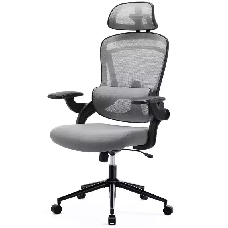 Chaise de bureau à roulettes en maille croisée, avec support lombaire réglable