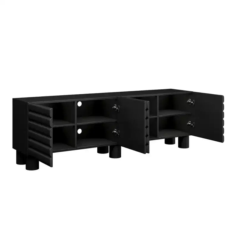 Meuble TV moderne avec rangement pour téléviseur de 75 pouces, console média solide avec étagères réglables