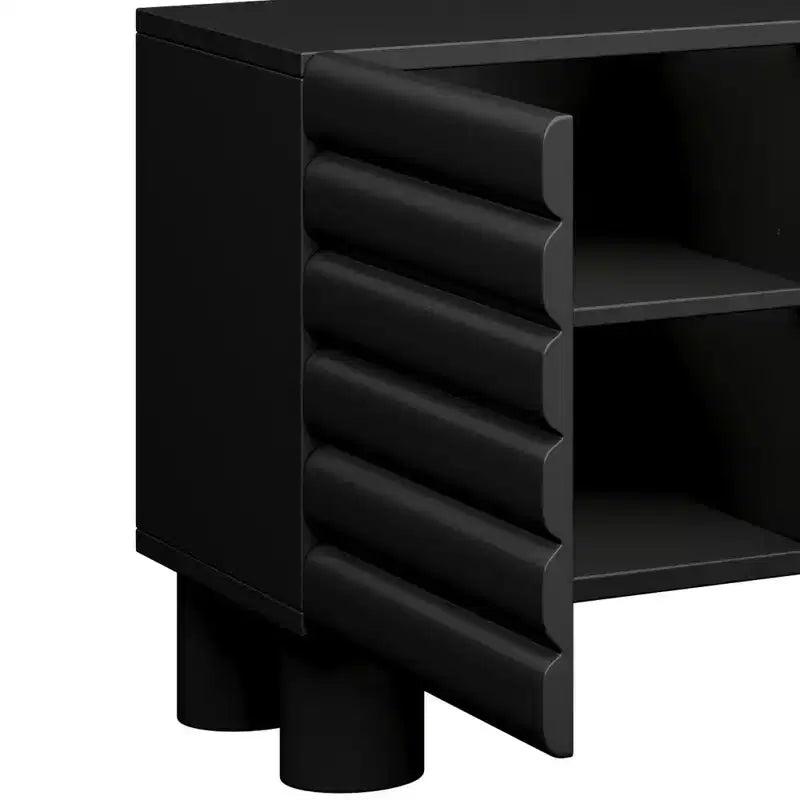 Meuble TV moderne avec rangement pour téléviseur de 75 pouces, console média solide avec étagères réglables