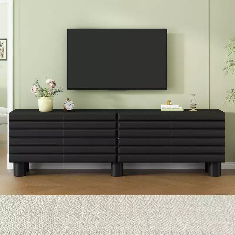 Meuble TV moderne avec rangement pour téléviseur de 75 pouces, console média solide avec étagères réglables