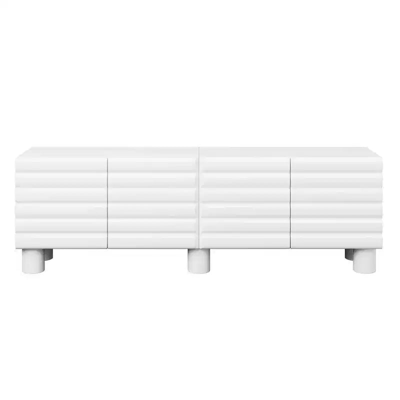Meuble TV moderne avec rangement pour téléviseur de 75 pouces, console média solide avec étagères réglables