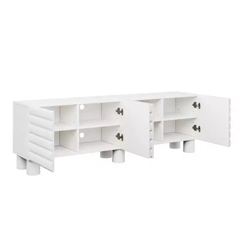 Meuble TV moderne avec rangement pour téléviseur de 75 pouces, console média solide avec étagères réglables