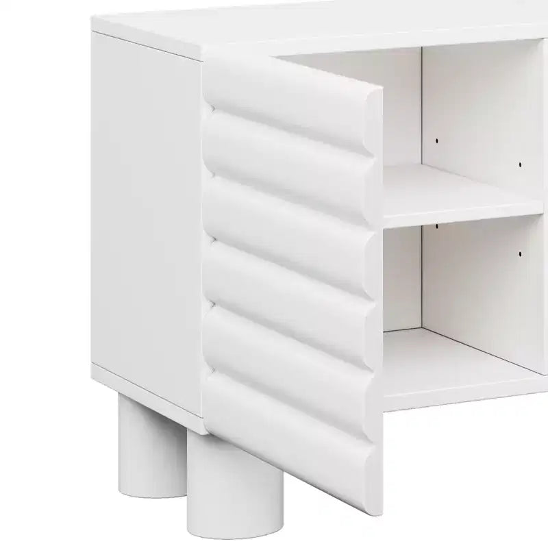 Meuble TV moderne avec rangement pour téléviseur de 75 pouces, console média solide avec étagères réglables