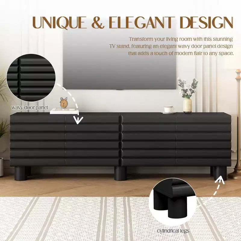 Meuble TV moderne avec rangement pour téléviseur de 75 pouces, console média solide avec étagères réglables