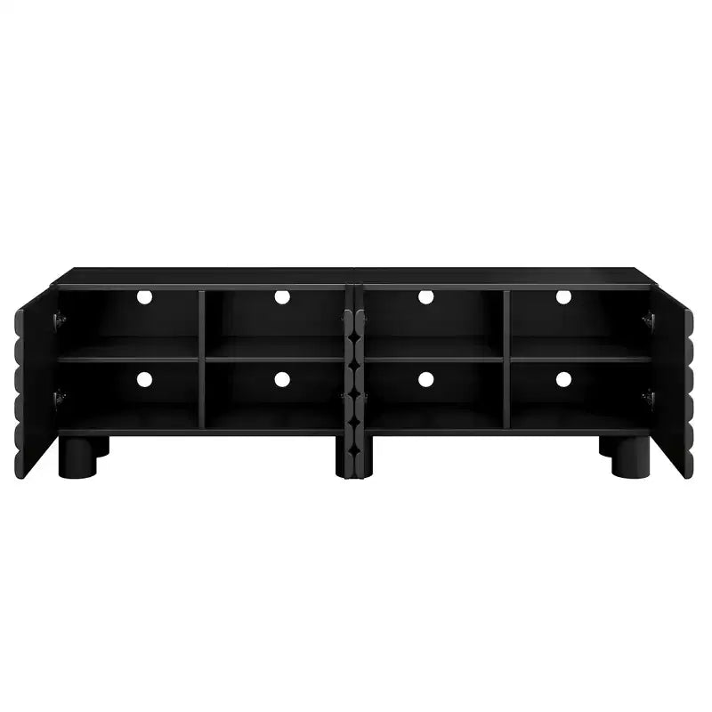 Meuble TV moderne avec rangement pour téléviseur de 75 pouces, console média solide avec étagères réglables