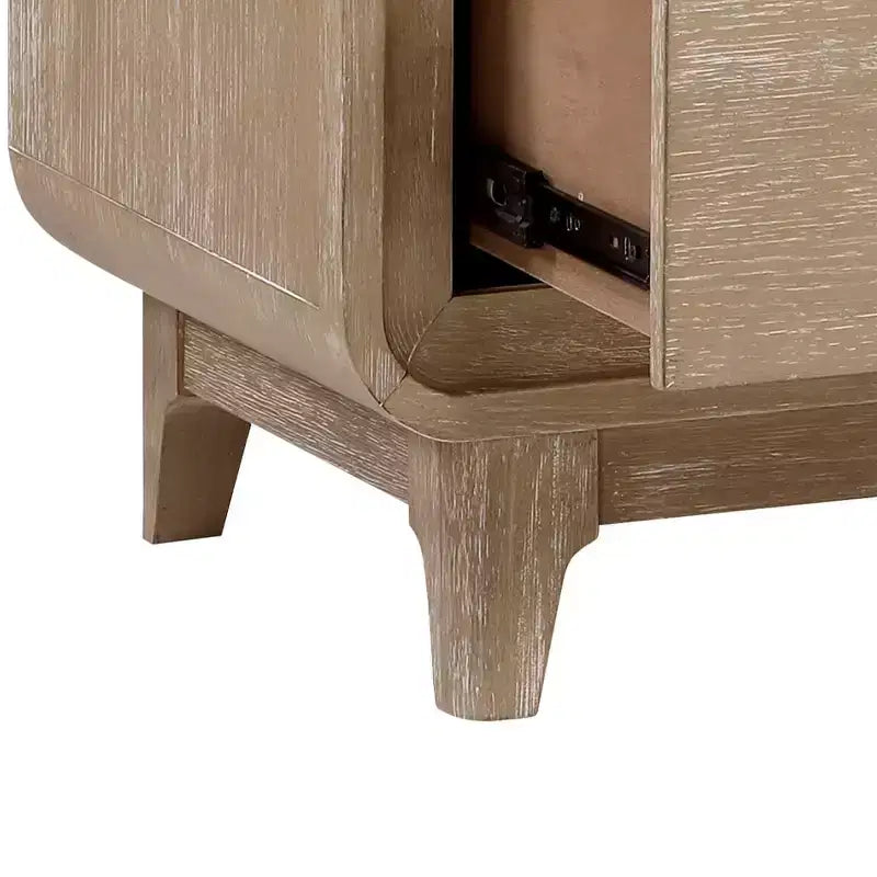 Table de chevet moderne en bois avec 2 tiroirs de rangement, coins arrondis