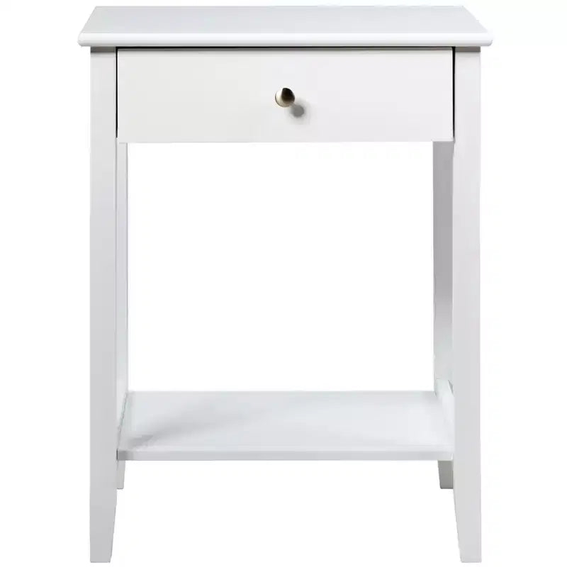 Table de chevet, table d'appoint pour canapé, chambre, salon avec étagère, tiroir, blanc