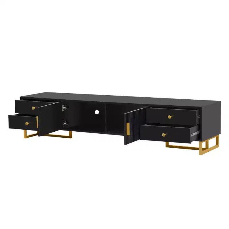 Meuble TV moderne pour téléviseur 65 pouces, meuble console de divertissement multimédia