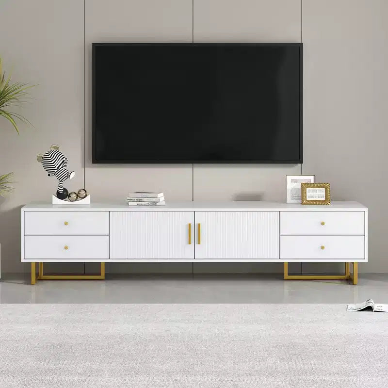 Meuble TV moderne pour téléviseur 65 pouces, meuble console de divertissement multimédia