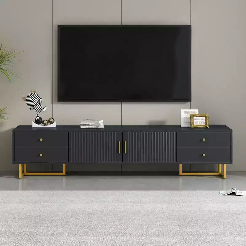Meuble TV moderne pour téléviseur 65 pouces, meuble console de divertissement multimédia