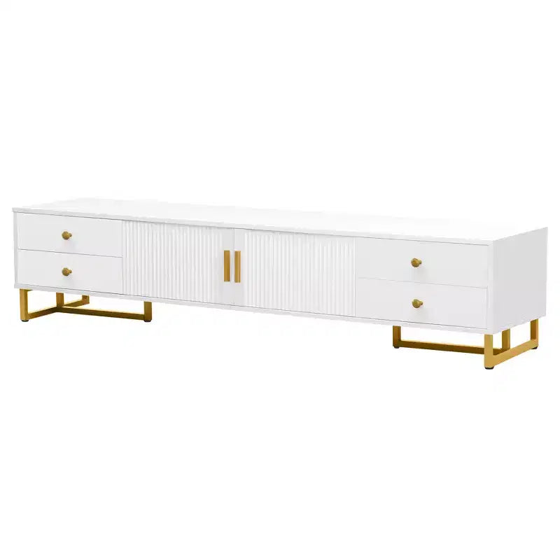 Meuble TV moderne pour téléviseur 65 pouces, meuble console de divertissement multimédia