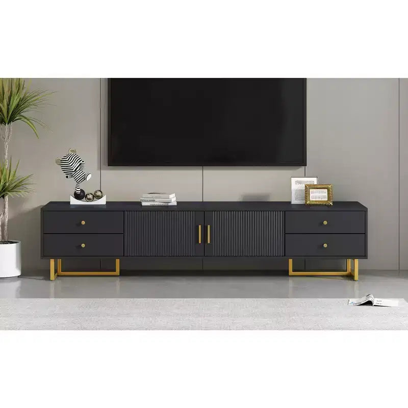 Meuble TV moderne pour téléviseur 65 pouces, meuble console de divertissement multimédia