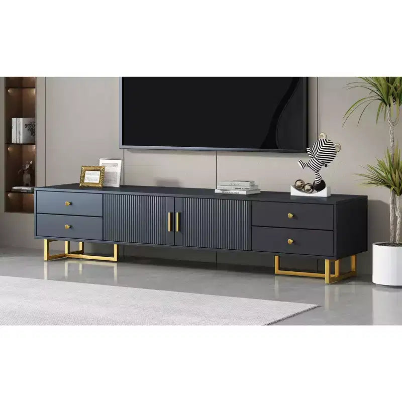 Meuble TV moderne pour téléviseur 65 pouces, meuble console de divertissement multimédia