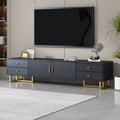 Modern TV Stand for 65 Television, Entertainment Center Media Console Table with Drawer, Wood TV Storage Cabinet with Gold Legs