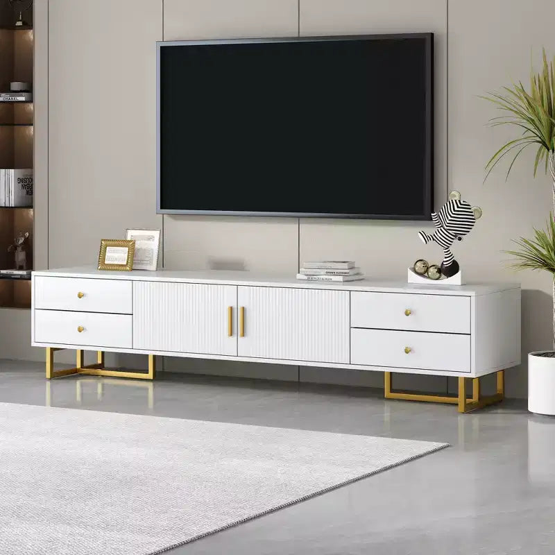 Meuble TV moderne pour téléviseur 65 pouces, meuble console de divertissement multimédia