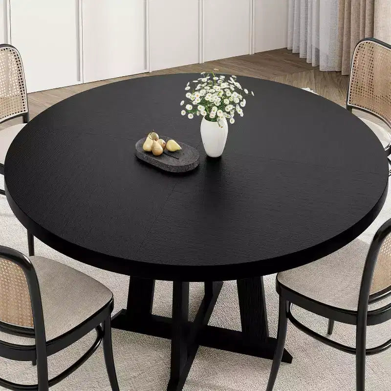 Table de salle à manger pour 4 à 6 personnes, Table à manger ronde de 119 cm, Table de cuisine en bois