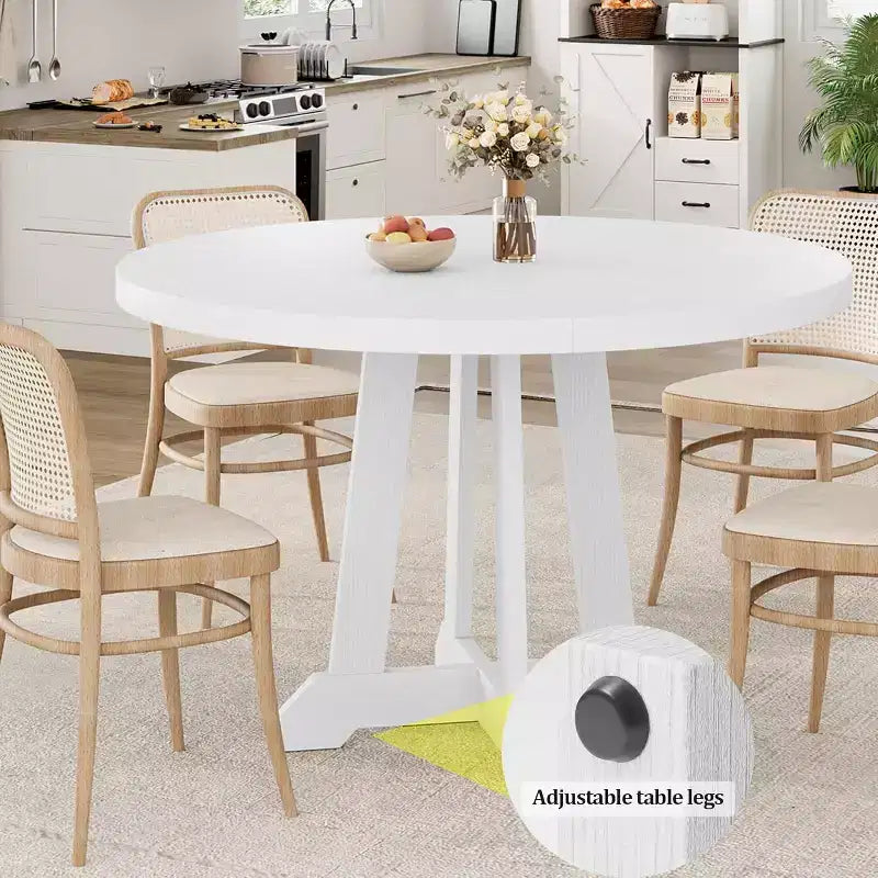 Table de salle à manger pour 4 à 6 personnes, Table à manger ronde de 119 cm, Table de cuisine en bois