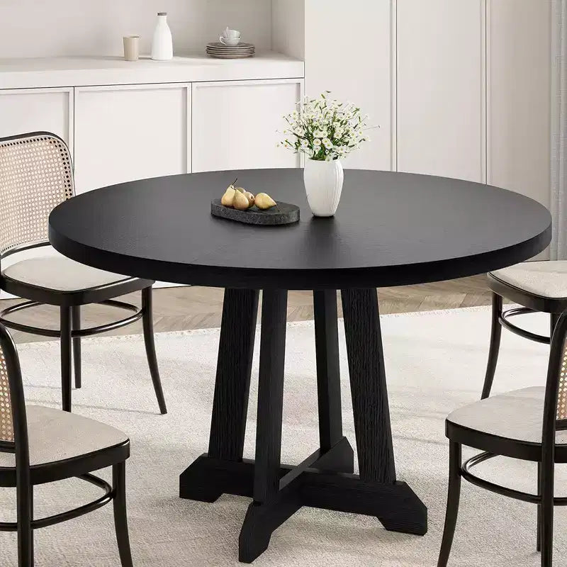 Dining Table for 4 to 6 People, 47 Inch Round Dining Table, Wooden Kitchen Table with Sturty Legs, Dining Room Table for Dining Room, Kitchen