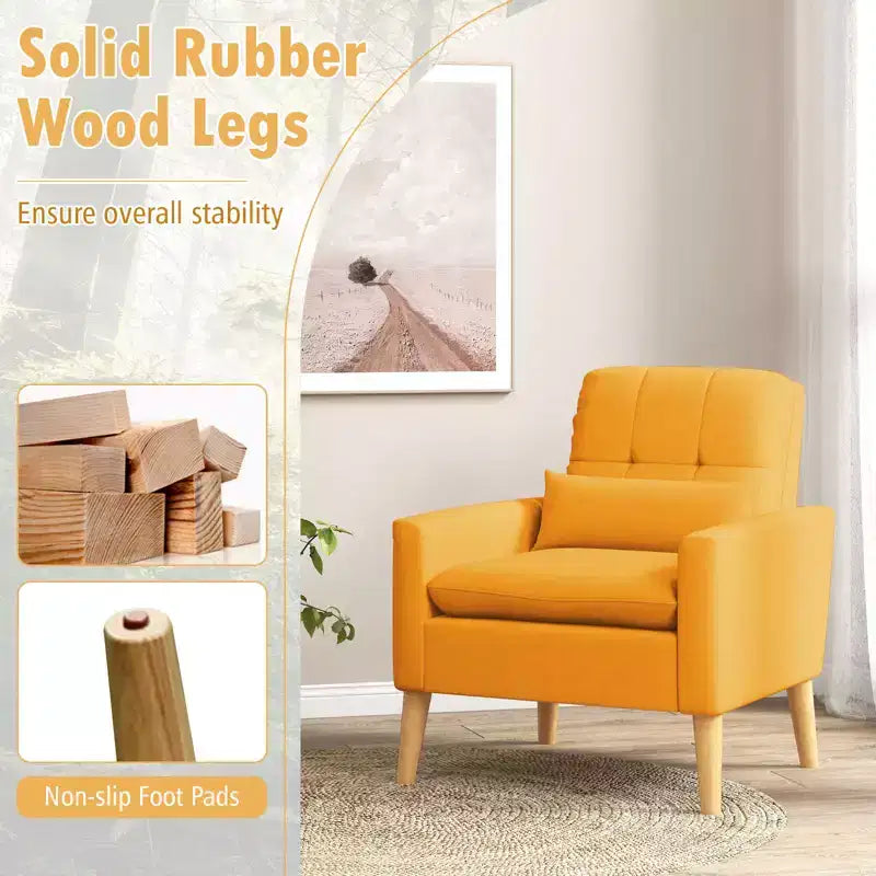 Fauteuil d'appoint capitonné avec coussin lombaire en caoutchouc naturel
