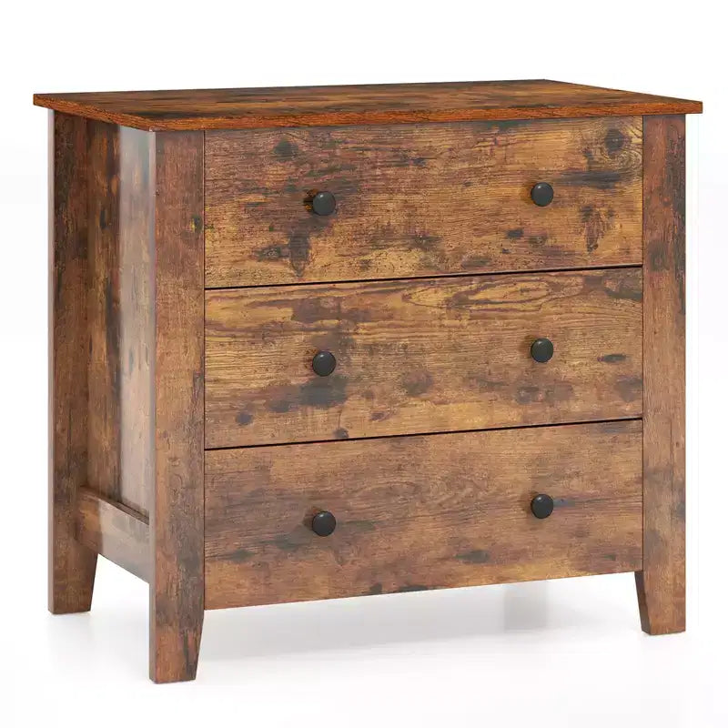 Costway 3-Drawer Dresser 28.5 Wide Chest of Drawers Modern Large Nightstand for Bedroom