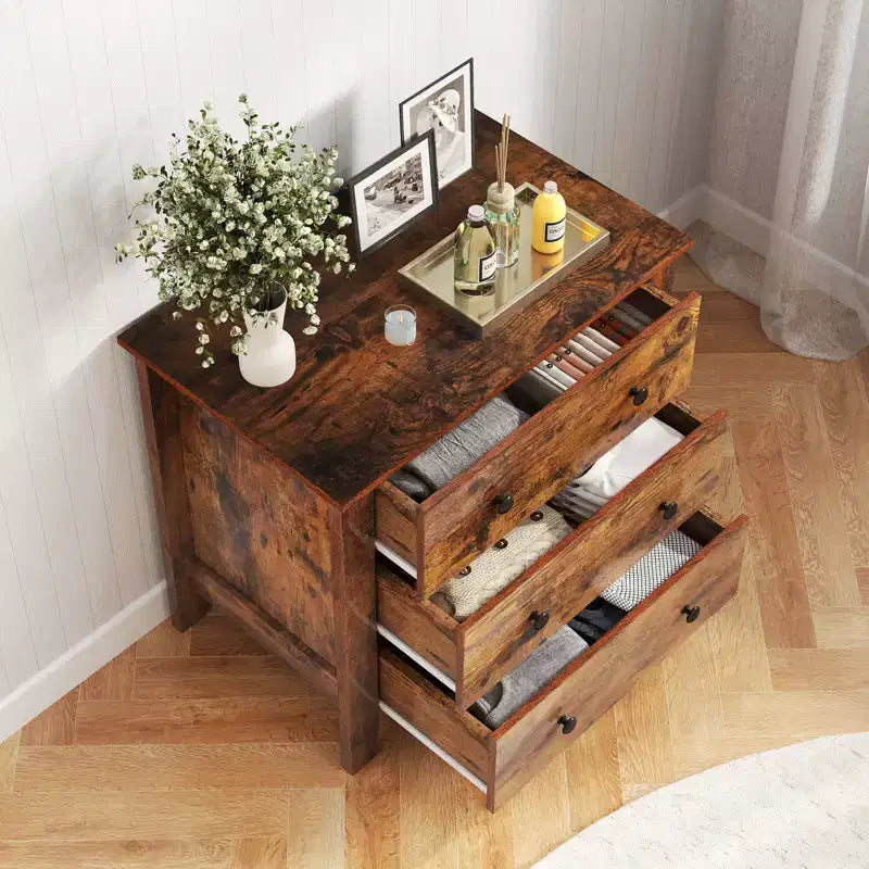 Commode 3 tiroirs de 72 cm de large, grande table de chevet moderne pour chambre à coucher