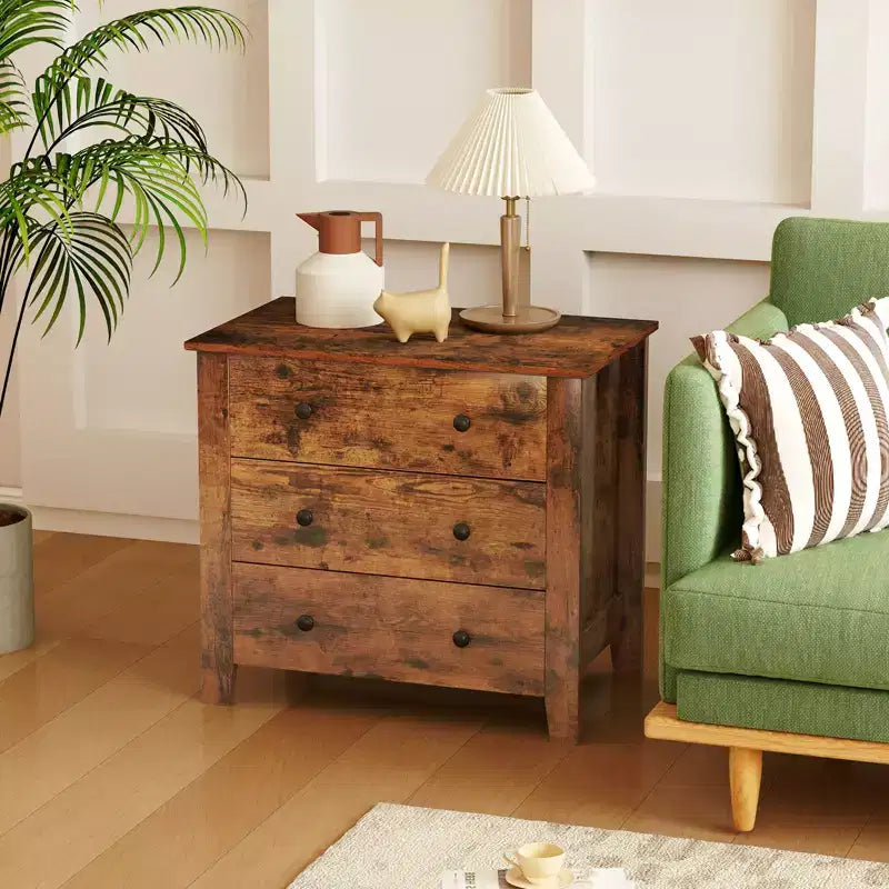 Commode 3 tiroirs de 72 cm de large, grande table de chevet moderne pour chambre à coucher