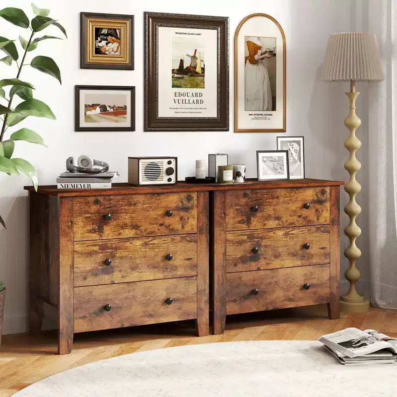 Commode 3 tiroirs de 72 cm de large, grande table de chevet moderne pour chambre à coucher