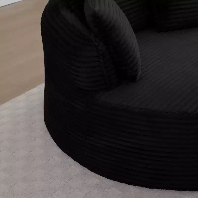 Fauteuil de sol moderne rond en velours côtelé, Fauteuil d'appoint avec 3 oreillers