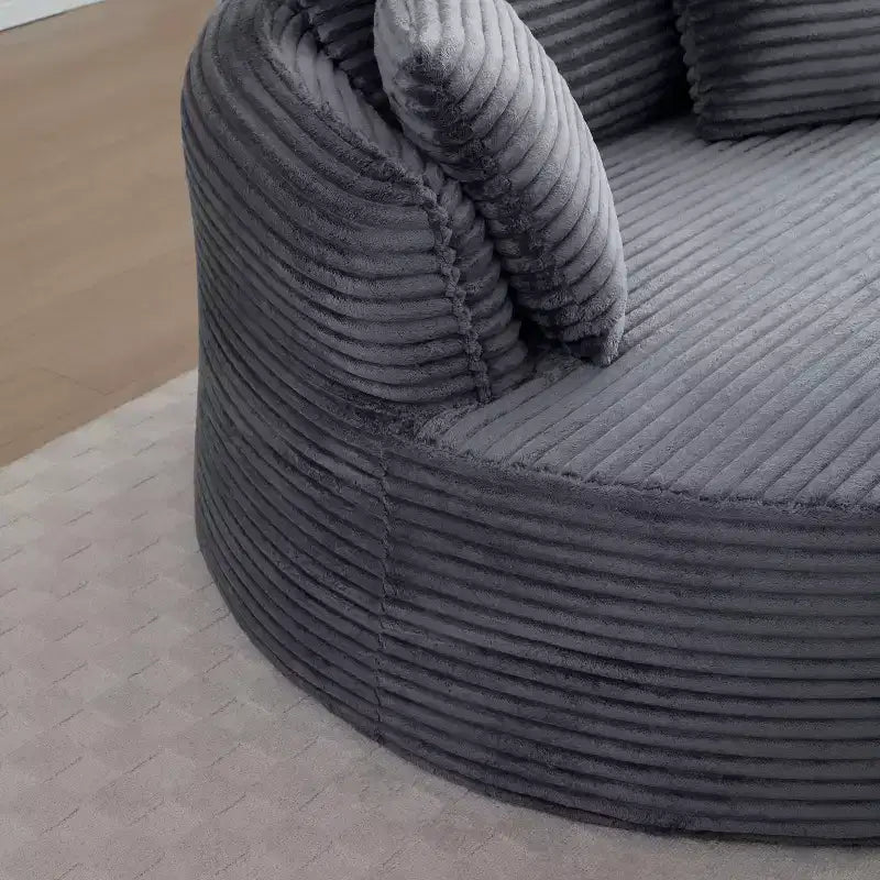 Fauteuil de sol moderne rond en velours côtelé, Fauteuil d'appoint avec 3 oreillers