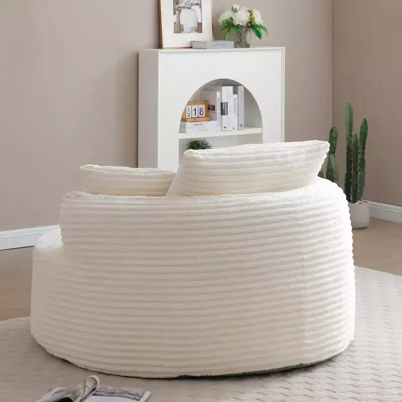 Fauteuil de sol moderne rond en velours côtelé, Fauteuil d'appoint avec 3 oreillers