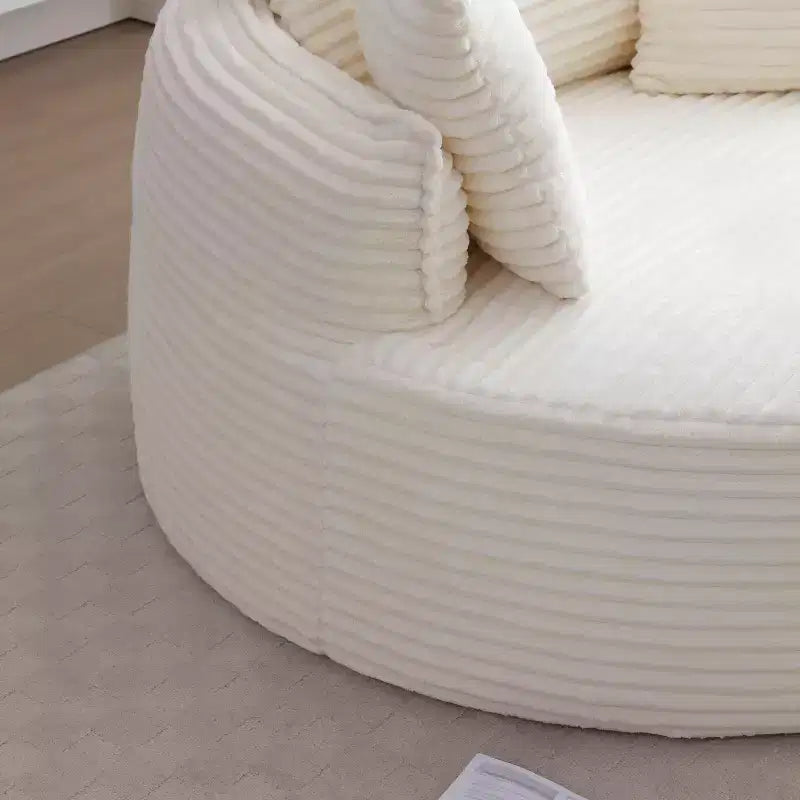 Fauteuil de sol moderne rond en velours côtelé, Fauteuil d'appoint avec 3 oreillers