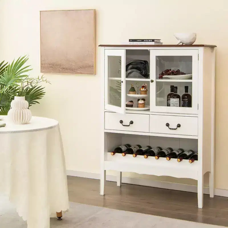 Meuble de bar à café 2 portes, buffet autoportant, armoire de rangement avec tiroirs